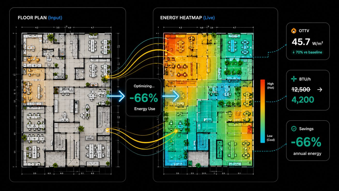 Floor plan → Energy heatmap (dark theme version)