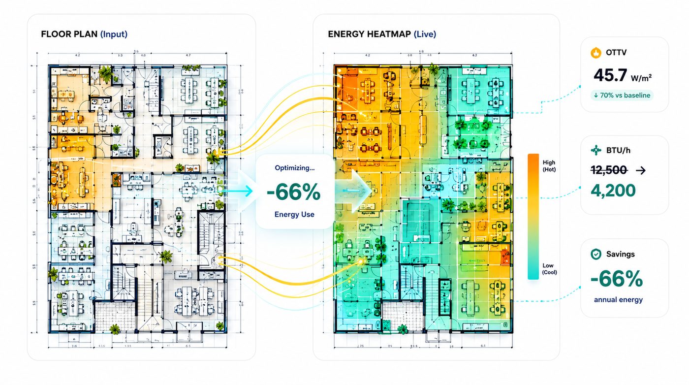 Floor plan → Energy heatmap (light theme version)